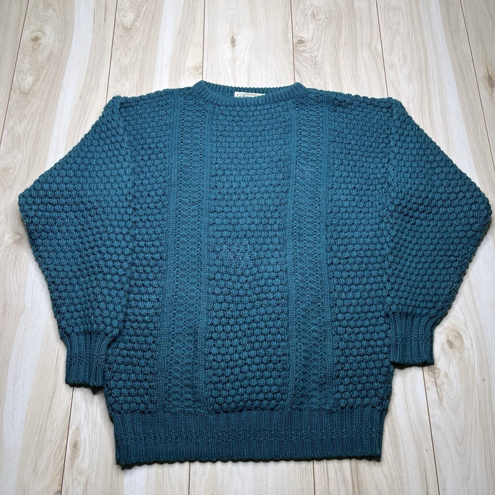 Donegal II Jamie Burns Cotton Thick Heavy Knit Sweater Fisherman Green Size XL
